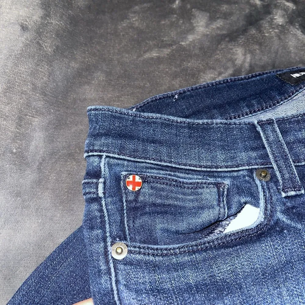 Hudson Krista Super Skinny Distressed Ankle Blue Stretch Denim Jeans Women's 27 - Picture 5 of 10